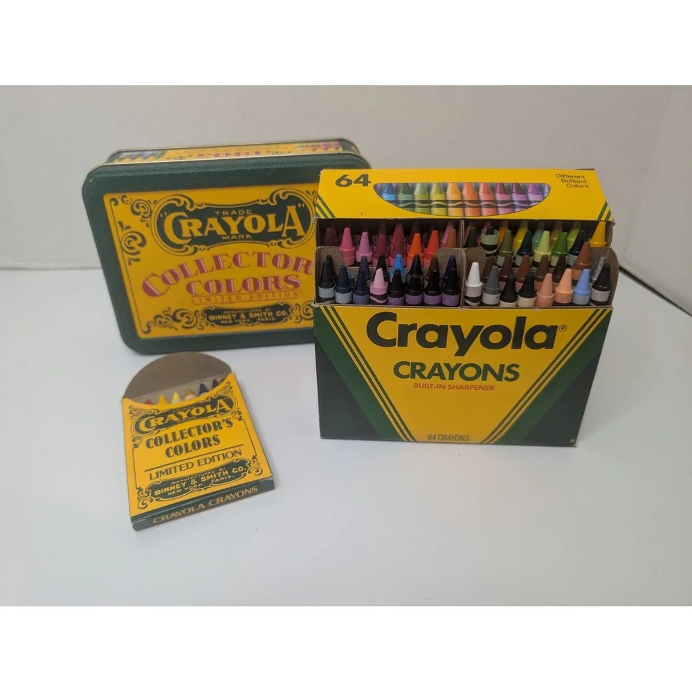 Vintage‎ 1991 Crayola Collector's Colors Limited Edition Tin 64 Box & Retired 8